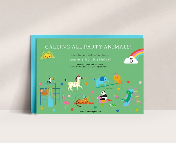 Playground Birthday Invitation, Editable Park Party Invite