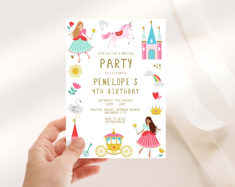 Princess Birthday Invitation Princess Party Invitation Princess Birthday Invite Enchanted Invitation Magical Princess