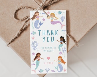 Editable Mermaid Birthday Favor Tags, Mermaid Party gift Tags, Mermaid Thank You Tags, Under The Sea Favor Tags, Editable Printable, D12