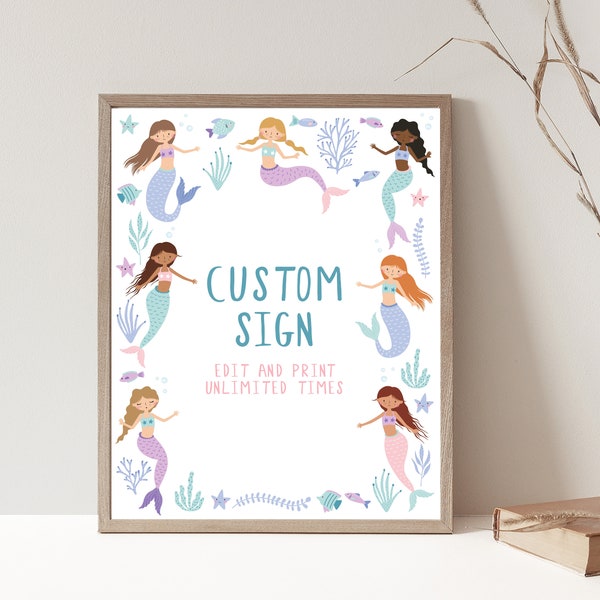 Mermaid Birthday Sign, Mermaid Party Favor Sign, Mermaid Party Sign, Mermaid Party Decor, Mermaid Party Food Sign, Mermaid Favor Sign, D12