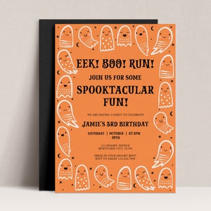 EDITABLE Spooktacular Halloween Birthday Invitation, Ghost Party Invite, Kids Halloween Birthday Invitation, Halloween Ghost Invite, D68