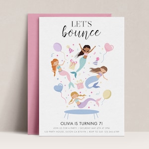 Mermaid Bounce Birthday Invitation, Mermaid Bounce Party Invitation, Mermaid Birthday invitation, Mermaid Party Invite, Bounce Invite, D73
