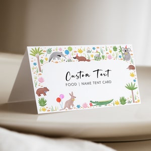 Australian Animals Food Tent Card, Printable Party Animals Place Card, Koala Food Labels, Party Buffet Card, Party Food Sign, D21