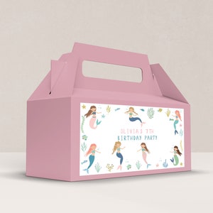 Editable Mermaid Birthday Gable Box Label (instant Download) - Etsy