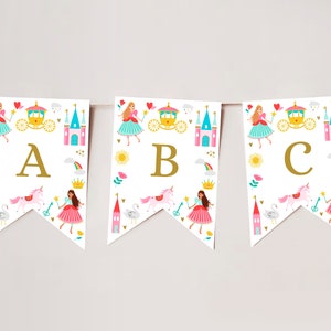 Princess Birthday Bunting, Princess Party Bunting, Princess Bunting Flags, Custom Bunting, Editable Princess Bunting, Princess Party, D44