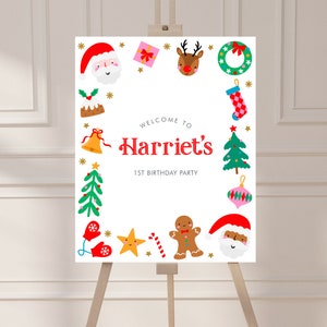 Christmas Birthday Party Welcome Sign, Custom Christmas Birthday Sign, Christmas Party Decor, Holiday Welcome Sign, Birthday Poster, D99