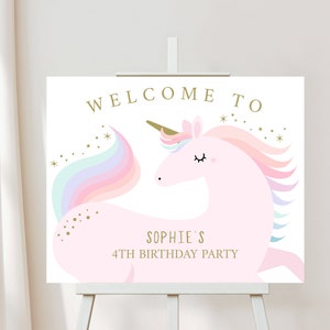 Unicorn Birthday Welcome Sign Editable Unicorn Birthday Sign Welcome Sign Welcome Poster Unicorn Party Welcome Sign Birthday Sign, D30