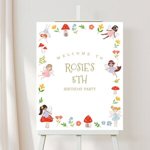 Fairy Birthday Welcome Sign, Fairy Welcome Board, Fairy Birthday Party, Fairy Party Decor, Editable Template, Instant Download, D91
