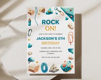 Rock Climbing Birthday Invitation, Climbing Editable Template, Indoor Rock Climbing Digital Invitation, Climbing Wall Party Invitation, A02