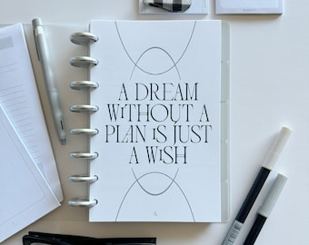 Minimal planner dashboard || custom planner inserts cover page for 6-ring and discbound agendas
