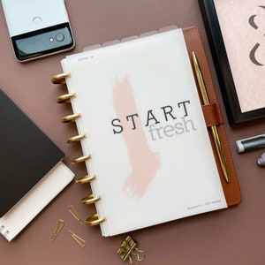 MINIMALIST DASHBOARD in Vellum, handmade planner inserts cover page for 6-ring and discbound agendas