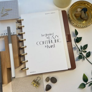 Cardstock MINIMALIST PLANNER DASHBOARD, custom planner inserts cover page for 6-ring and discbound agendas