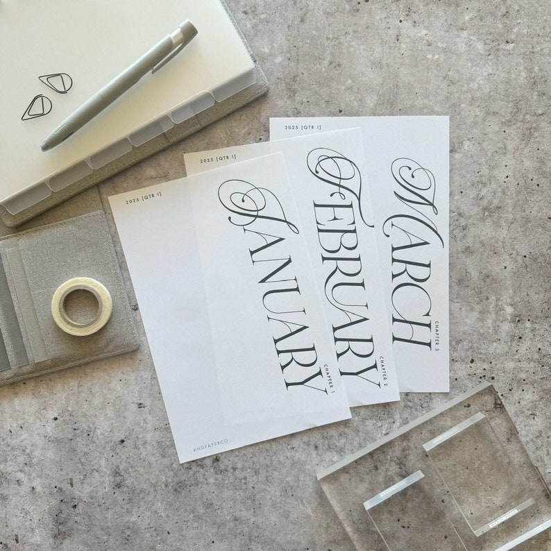 Monthly Planner Dashboard Section Cover Page Minimalist Dividers Custom