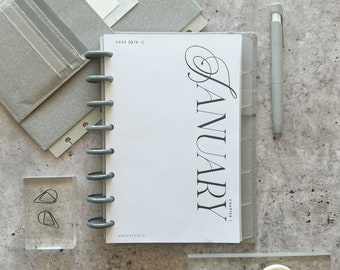 Monthly planner dashboard section cover page minimalist dividers custom deco insert A5 half-letter size handmade gift for student teacher