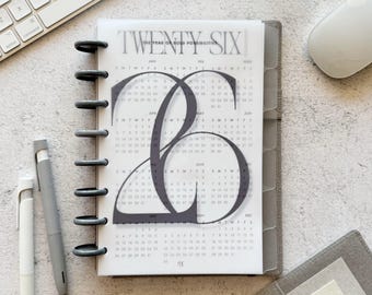 Year-at-a-glance planner dashboard minimalist  a5 insert planner dashboard decor set handmade planner gift for planner lover