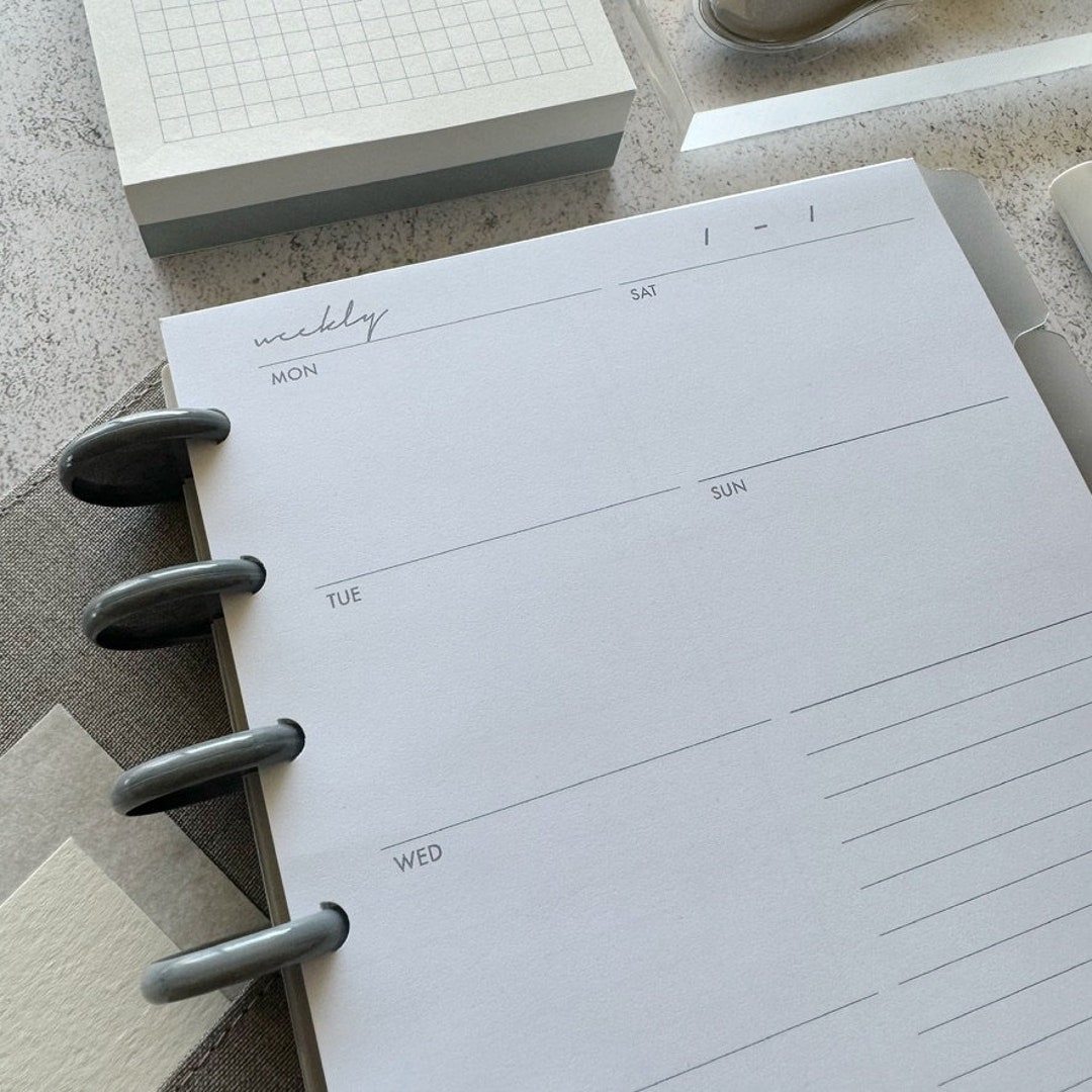 Weekly Printable Planner Inserts in HALF LETTER Used for Weekly Goal ...