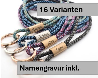 Lanyard met tussenstuk in roségoud of zilver, naamgravure op aanvraag, handgemaakt voor JOU & VRIENDEN