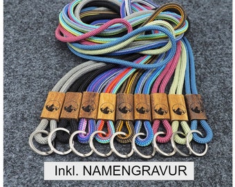 Personalisierbares Schlüsselband für Bergfreunde in 7 Farben, Lanyard, Key Loop, Hand Made for YOU & FRIENDS