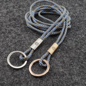 Lanyard with intermediate piece in rose gold or silver, name engraving on request, hand made for YOU & FRIENDS Bluegold