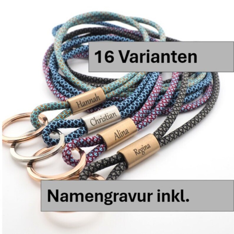 Lanyard with intermediate piece in rose gold or silver, name engraving on request, hand made for YOU & FRIENDS image 1