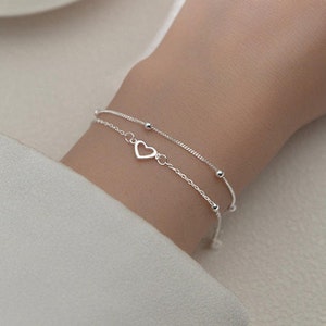 2 Varianten, feines Herz Armband, Rechteck Armband in silber für Frauen und Mädchen, fein gearbeitet, FOR YOU & FRIENDS Bild 9