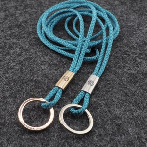 Lanyard with intermediate piece in rose gold or silver, name engraving on request, hand made for YOU & FRIENDS Tourquoise