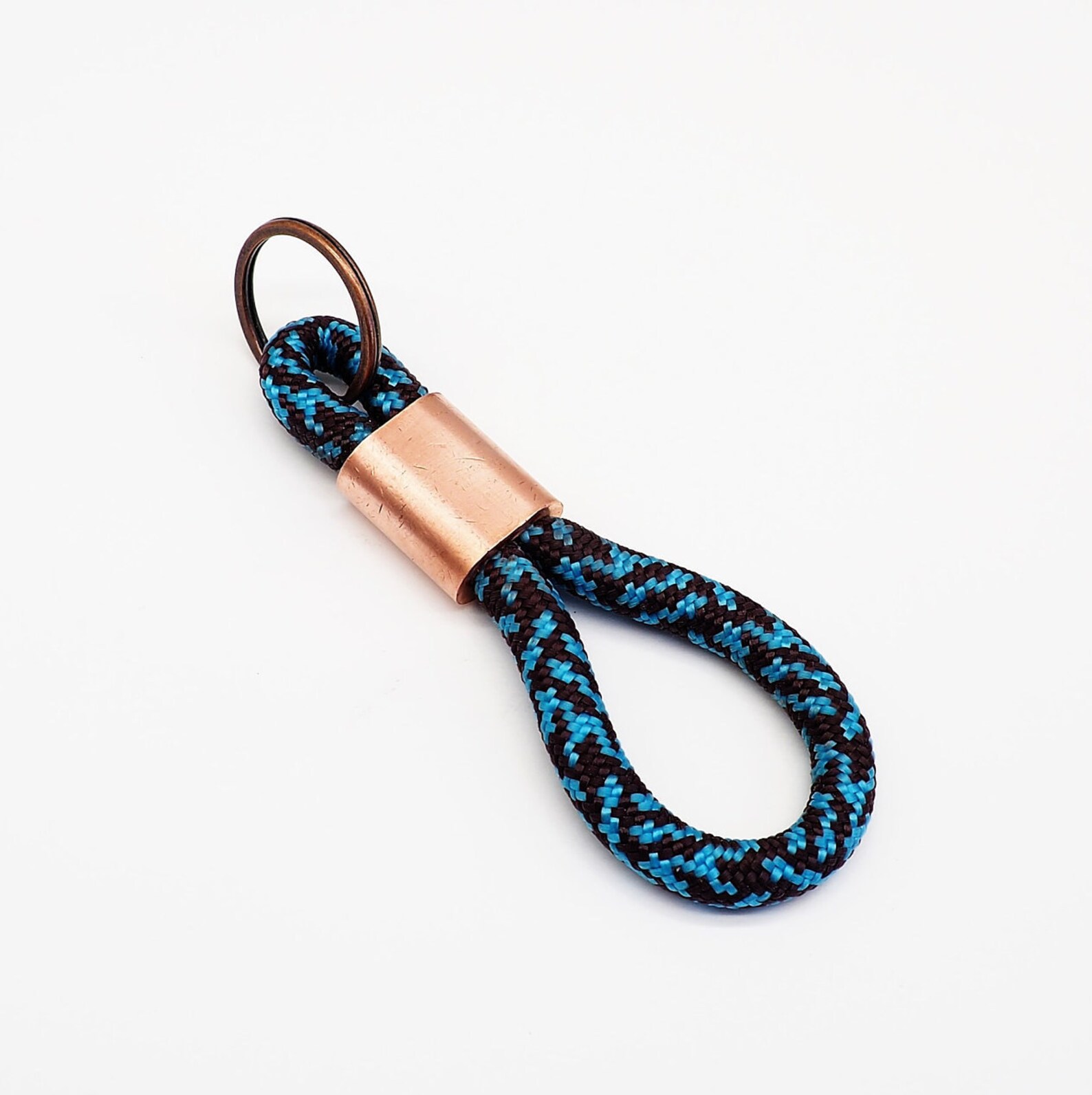 Key chain made of climbing rope with copper part trimmed on Etsy