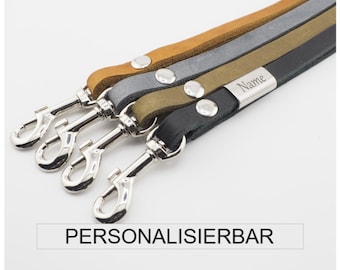Personalisierbares Lederlanyard, Schlüsselband, Umhängeband aus Premiumleder mit Karabiner, 4 Bandfarben, Hand Made for YOU&FRIENDS
