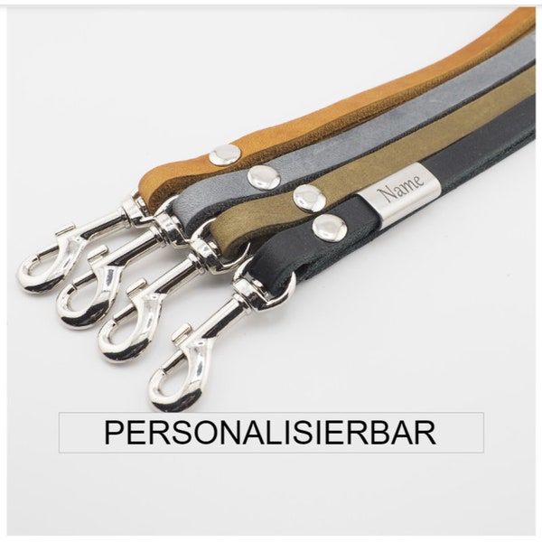 Personalisierbares Lederlanyard, Schlüsselband, Umhängeband aus Premiumleder mit Karabiner, 4 Bandfarben, Hand Made for YOU&FRIENDS