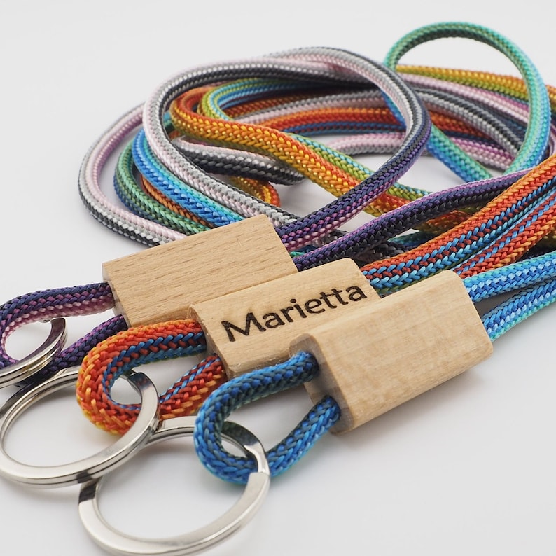 Lanyard, Schlüsselband, Schlüsselanhänger, Umhängeband, mit Holz und Namensgravur, Hand Made for YOU & FRIENDS Bild 9