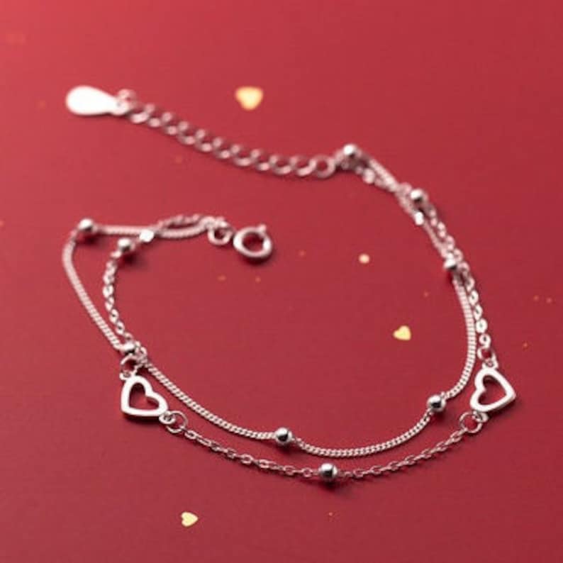 2 Varianten, feines Herz Armband, Rechteck Armband in silber für Frauen und Mädchen, fein gearbeitet, FOR YOU & FRIENDS Herzarmband