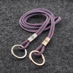 Lanyard with intermediate piece in rose gold or silver, name engraving on request, hand made for YOU & FRIENDS Burgund