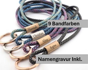 Lanyard met tussenstuk in roségoud of zilver, naamgravure op aanvraag, handgemaakt voor JOU & VRIENDEN