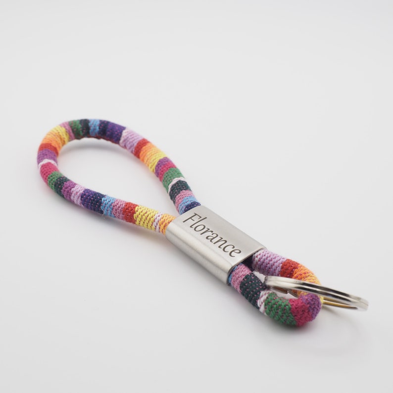 Schlüsselanhänger, Boho, Ethno, Schlüsselband aus Baumwolle in 6 Band-Farben, Hippie Boho Style, Hand Made FOR YOU & FRIENDS Rainbow