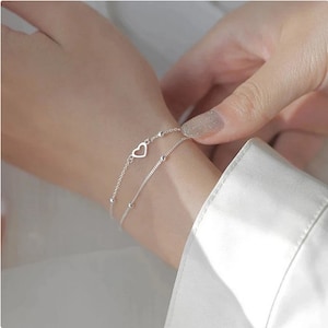 2 Varianten, feines Herz Armband, Rechteck Armband in silber für Frauen und Mädchen, fein gearbeitet, FOR YOU & FRIENDS Bild 6