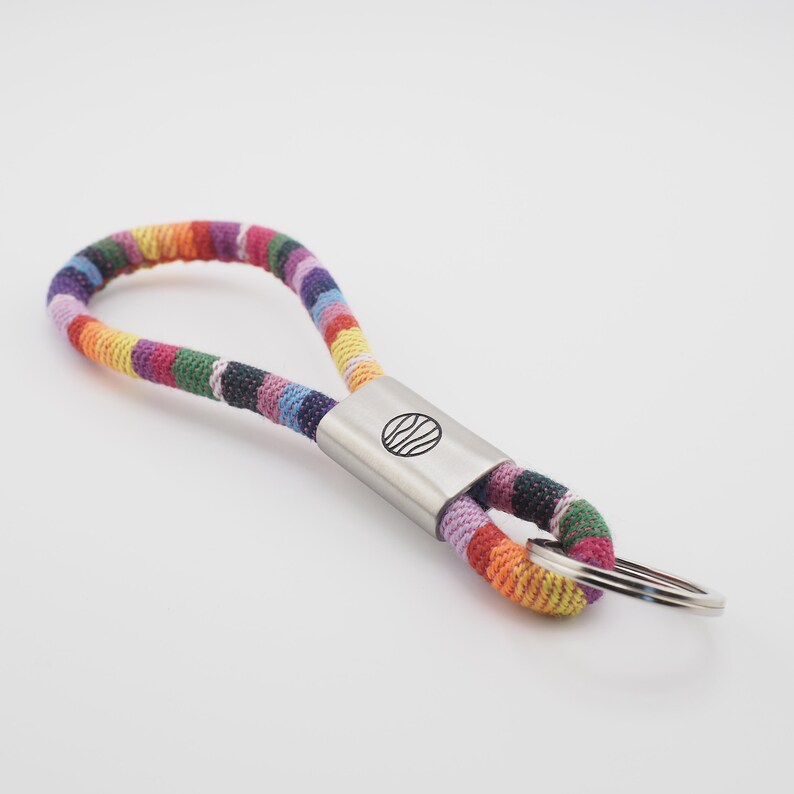 Schlüsselanhänger, Boho, Ethno, Schlüsselband aus Baumwolle in 6 Band-Farben, Hippie Boho Style, Hand Made FOR YOU & FRIENDS Bild 3