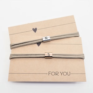 Letter bracelet, partner bracelet, friendship bracelet with letter in silver or rose gold, handmade for YOU&FRIENDS