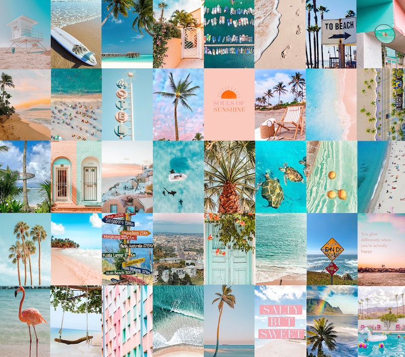 Collage Kit Summer 100 PRINTABLE Beach Summer Wall Collage | Etsy