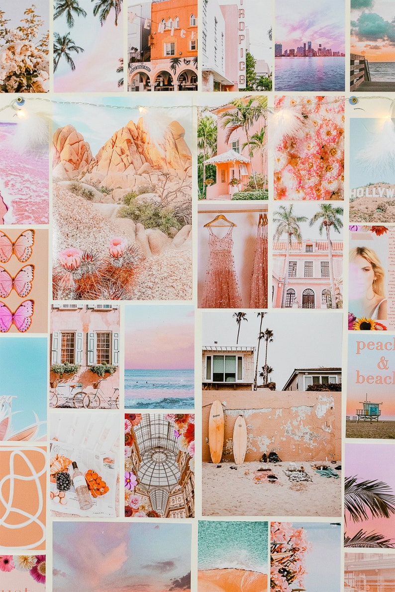 Aesthetic Wall kit Prints for Collage Aesthetic Collage Aesthetic Vibe Soft Pink Collage kit