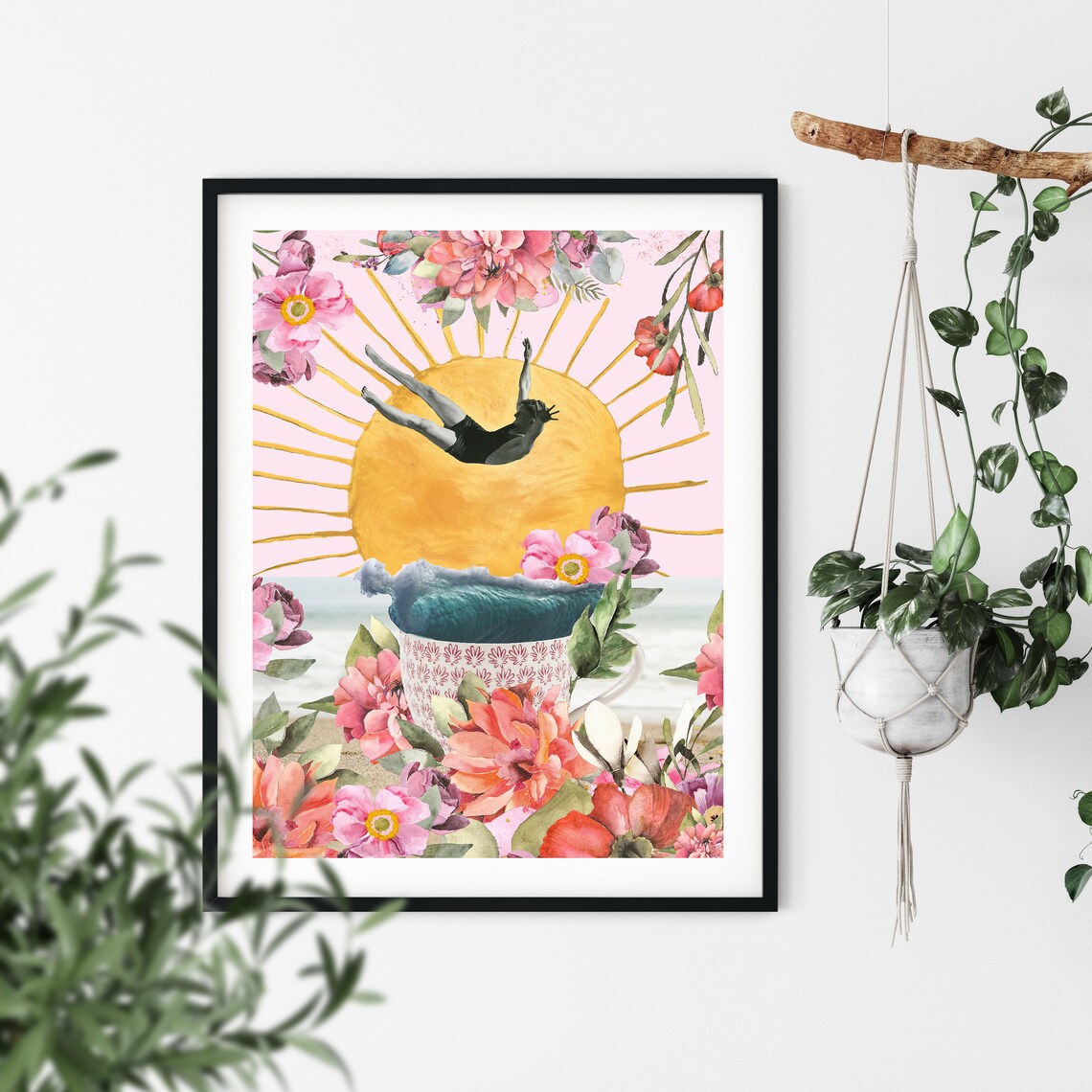 Vintage Collage PRINTABLE Colorful Vintage Art Retro Wall | Etsy