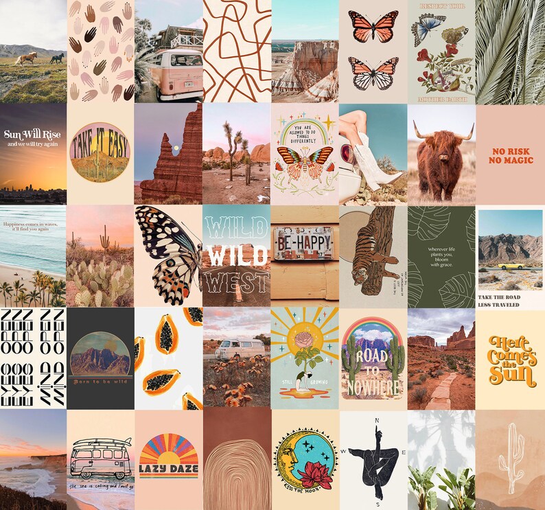 Boho Collage Kit DIGITAL 100 pc Boho Aesthetic Wall Decor Etsy