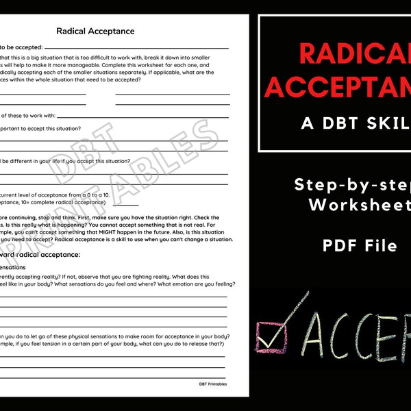 Radical Acceptance Worksheet Etsy