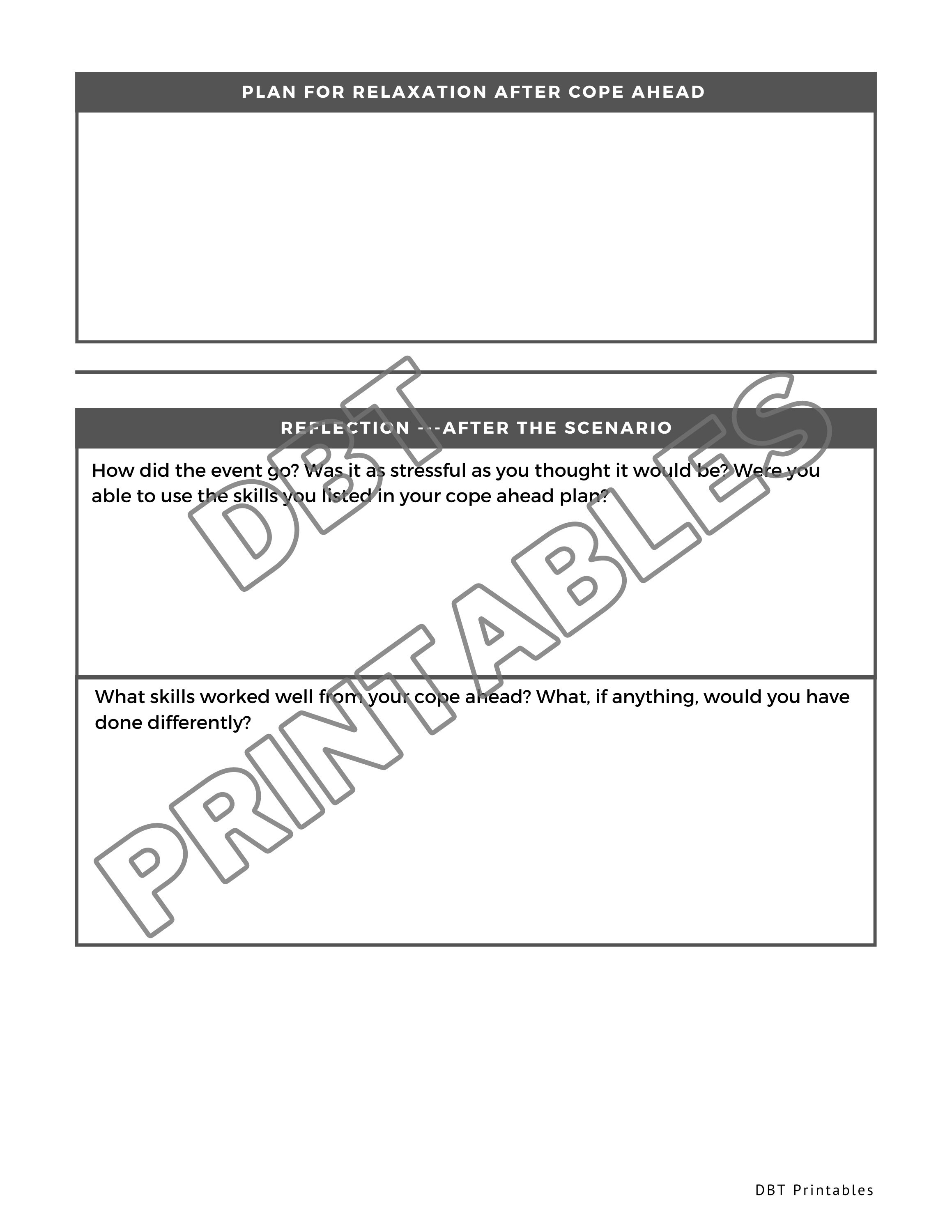 DBT Cope Ahead Worksheet Anxiety Coping Skill - Etsy