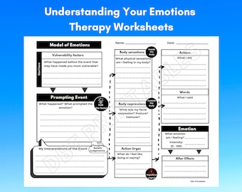 Understanding Emotions Printable DBT Worksheets | Emotion Regulation Therapy Worksheets