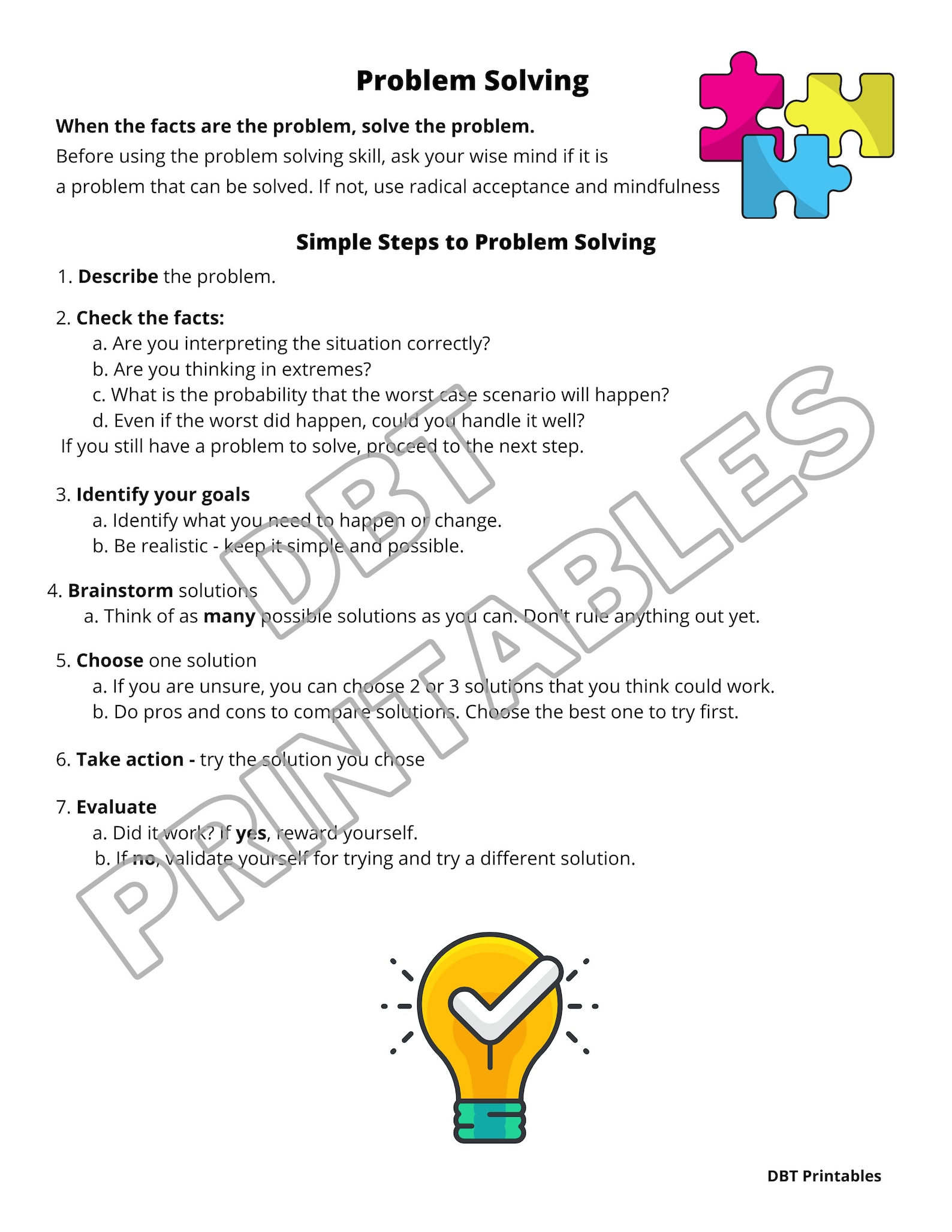 problem solving dbt activity