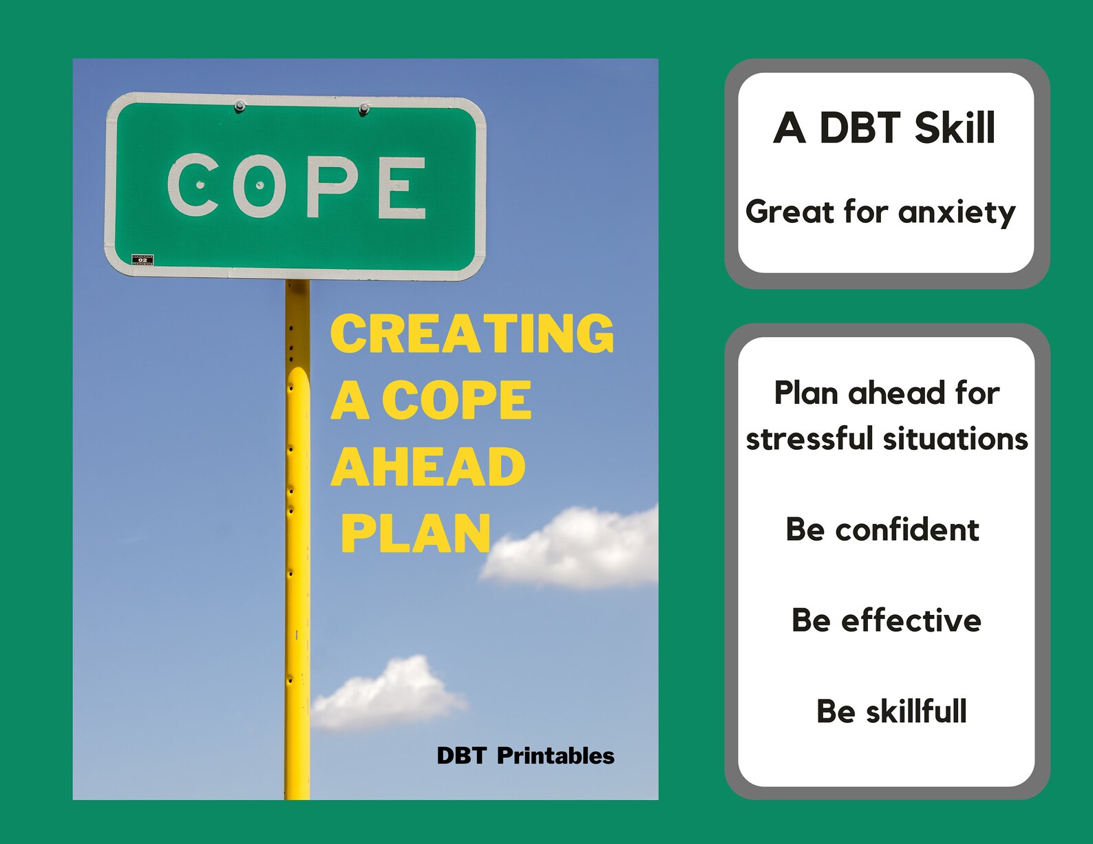 DBT Cope Ahead Worksheet Anxiety Coping Skill Etsy