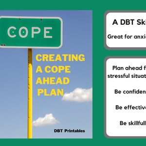DBT Cope Ahead Worksheet | Anxiety Coping Skill