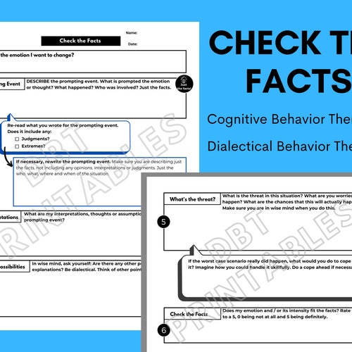 Check the Facts Worksheet CBT and DBT Therapy Printable - Etsy Canada