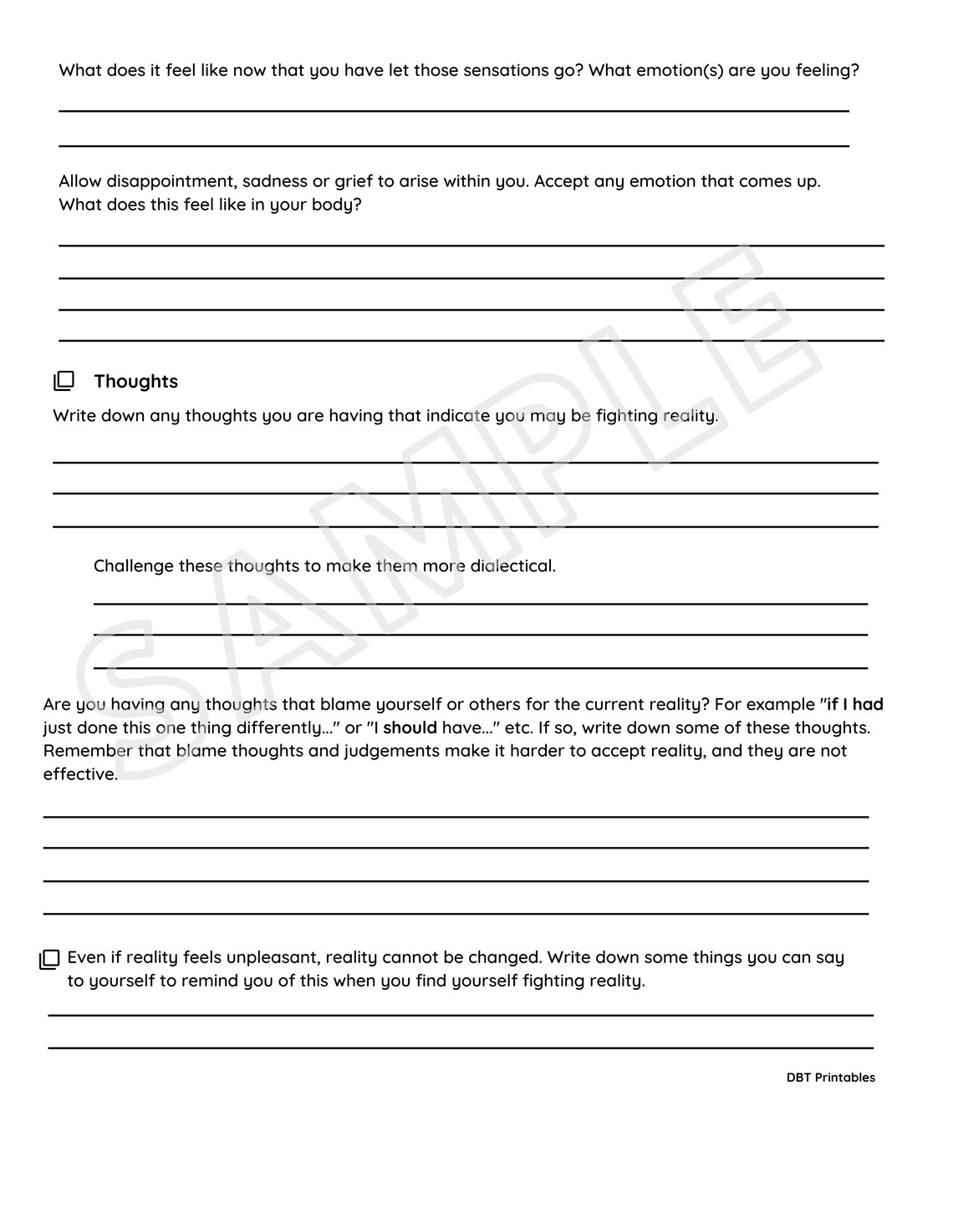 Radical Acceptance Worksheet Etsy