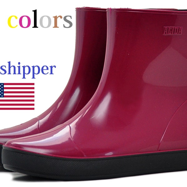 Womens Garden Boots, Rain Boots Short Ankle-High Wide Calf Pull-On Style with Environment Friendly PVC, Synthetic Sole, Anti-Slip Footwear